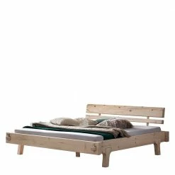 Rustikales Balkenbett Aus Fichte Massivholz - Basel