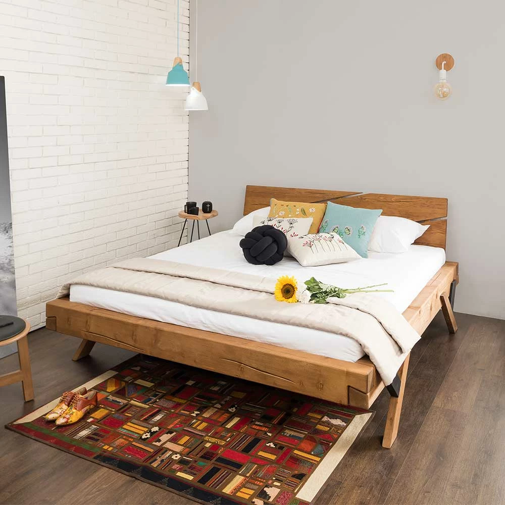 Rustikales Design Holzbett Aus Fichte Massivholz - Barria - Image 2