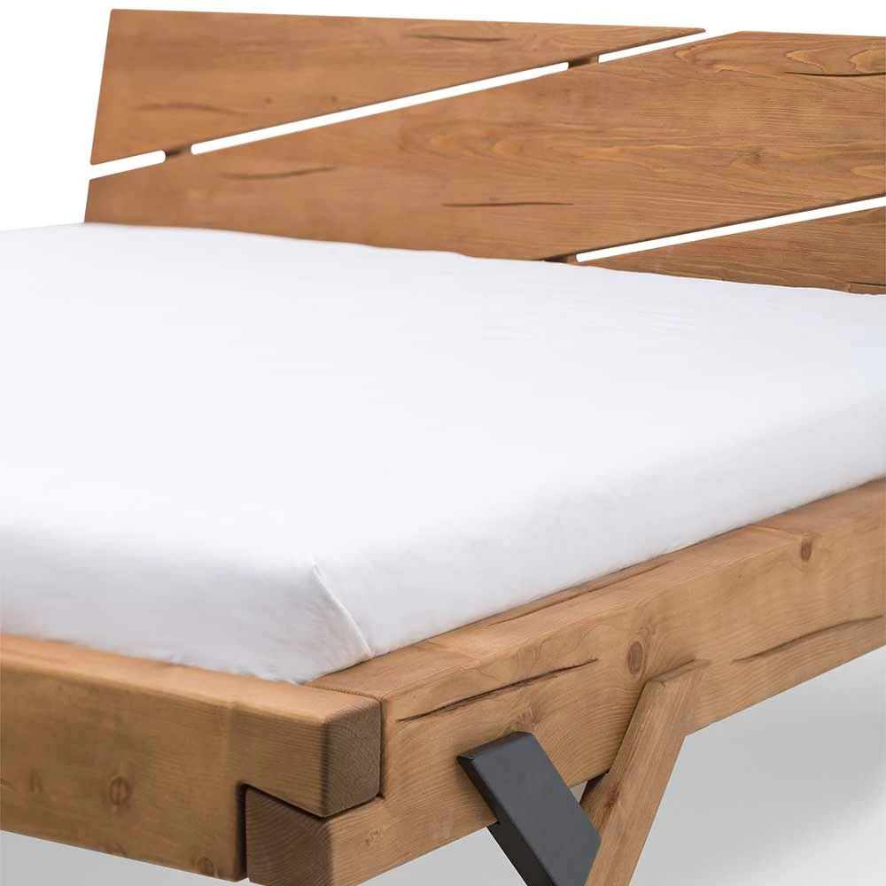 Rustikales Design Holzbett Aus Fichte Massivholz - Barria - Image 5