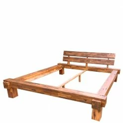 Rustikales Holz Bettgestell Aus Balken Akazie - Telik