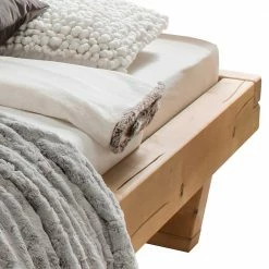 Rustikales Holzbett Mit Balkenrahmen Aus Fichte - Jaif -Massivholzbetten Shop rustikales holzbett mit balkenrahmen aus fichte holzkufen kein kopfteil jaif 03