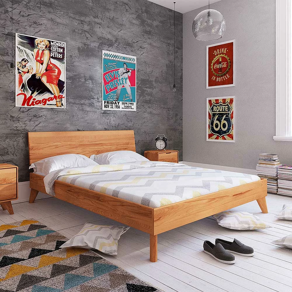 Schlichtes Holz Bett in Überlänge 220cm - Junola Schlichtes Holz Bett In Überlänge 220cm - Junola -Massivholzbetten Shop schlichtes holz bett in ueberlaenge 220cm aus kernbuche viele groessen junola 02