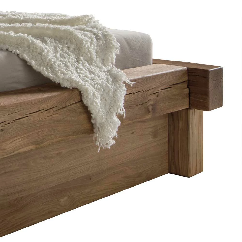 Schubkastenbett Aus Wildeiche Balken Twinn Mit 2 Nachttischen (dreiteilig) - Image 5