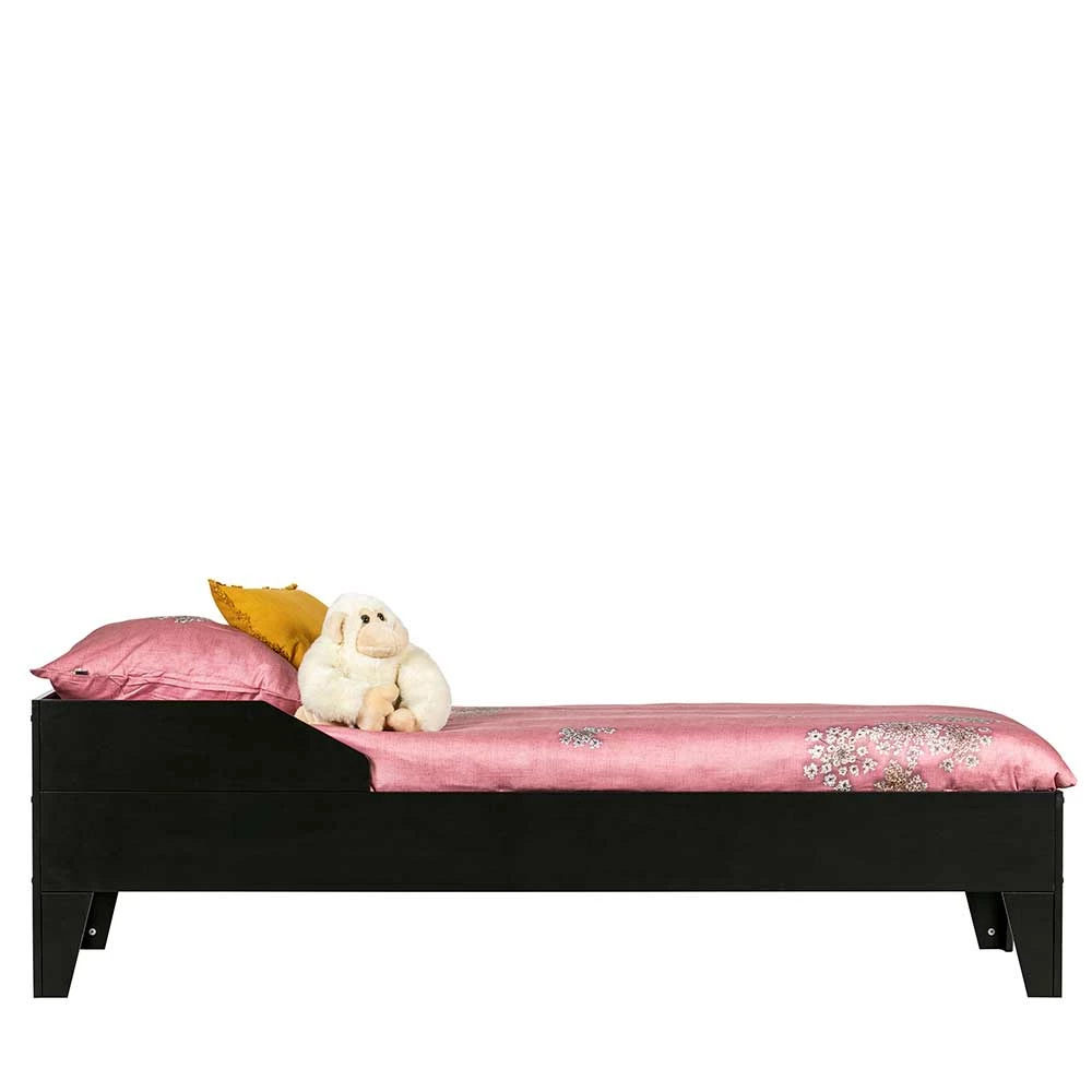 Schwarzes Holzbett aus Kiefer massiv - Ilvessino Schwarzes Holzbett Aus Kiefer Massiv - Ilvessino -Massivholzbetten Shop schwarzes holzbett aus kiefer massiv 94x59x204 niedriges kopfteil ilvessino 02