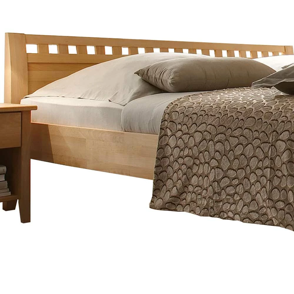 Set Bett & Nachtkonsolen aus Holz - Jilmena (dreiteilig) Set Bett & Nachtkonsolen Aus Holz - Jilmena (dreiteilig) -Massivholzbetten Shop set bett nachtkonsolen aus holz kernbuche geoelt jilmena 02