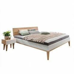 Set Doppelbett In Weiß & Wildeiche - Inrova (dreiteilig)