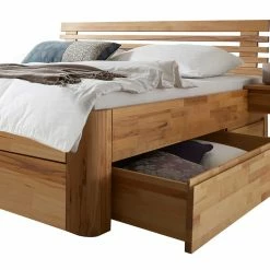 Set Schubkastenbett Aus Kernbuche - Jecana (dreiteilig) -Massivholzbetten Shop set schubkastenbett aus kernbuche 2 haenge nachttische jecana 02