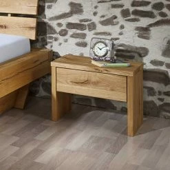 Set Wildeiche-Bett & Nachtkonsolen - Satton (dreiteilig) -Massivholzbetten Shop set wildeiche bett nachtkonsolen optional mit bettkasten satton 03