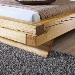 Set Wildeiche-Bett & Nachtkonsolen - Satton (dreiteilig) -Massivholzbetten Shop set wildeiche bett nachtkonsolen optional mit bettkasten satton 04