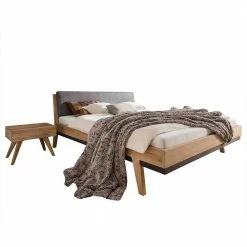 Set Wildeiche Bett & Nachttische - Elscura (dreiteilig)