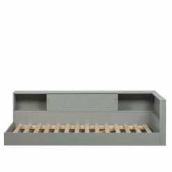 Skandi Bett Mit Seitenregal In Grau - Aglio -Massivholzbetten Shop skandi bett mit seitenregal in grau aus kiefer massivholz aglio 02