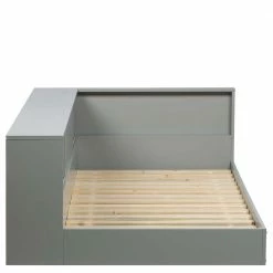 Skandi Bett Mit Seitenregal In Grau - Aglio -Massivholzbetten Shop skandi bett mit seitenregal in grau aus kiefer massivholz aglio 03