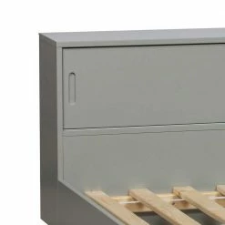 Skandi Bett Mit Seitenregal In Grau - Aglio -Massivholzbetten Shop skandi bett mit seitenregal in grau aus kiefer massivholz aglio 04