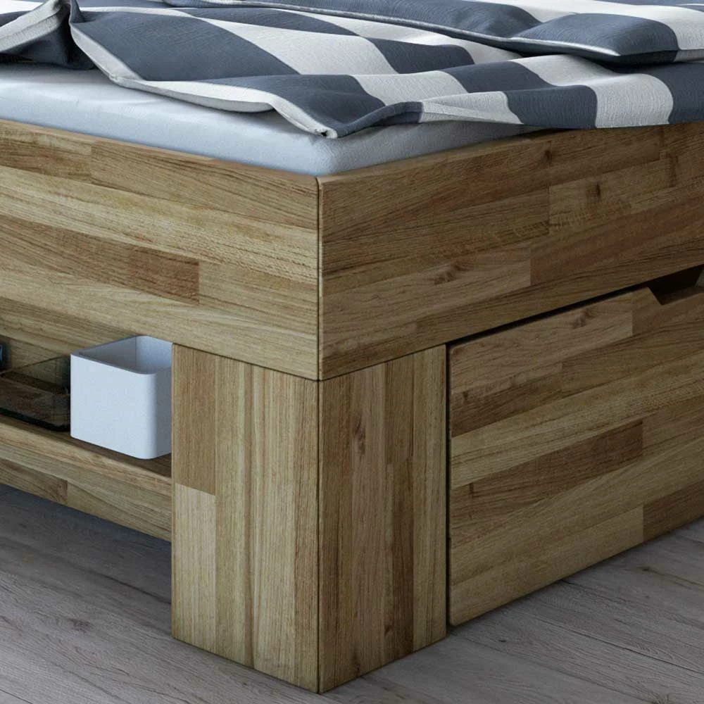 Stauraumbett & Nachtkommoden - Aktemus (dreiteilig) Stauraumbett & Nachtkommoden - Aktemus (dreiteilig) -Massivholzbetten Shop stauraumbett nachtkommoden aus wildeiche massivholz aktemus 02