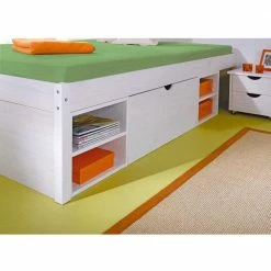 Stauraumbett Nanini In Weiß -Massivholzbetten Shop stauraumbett weiss nachttischen nanini 04