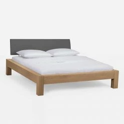 Überlängen-Bett Sofia Aus Wildeiche Massivholz (dreiteilig) -Massivholzbetten Shop ueberlaengen bett aus wildeiche massivholz mit zwei nachtschraenke sofia 02