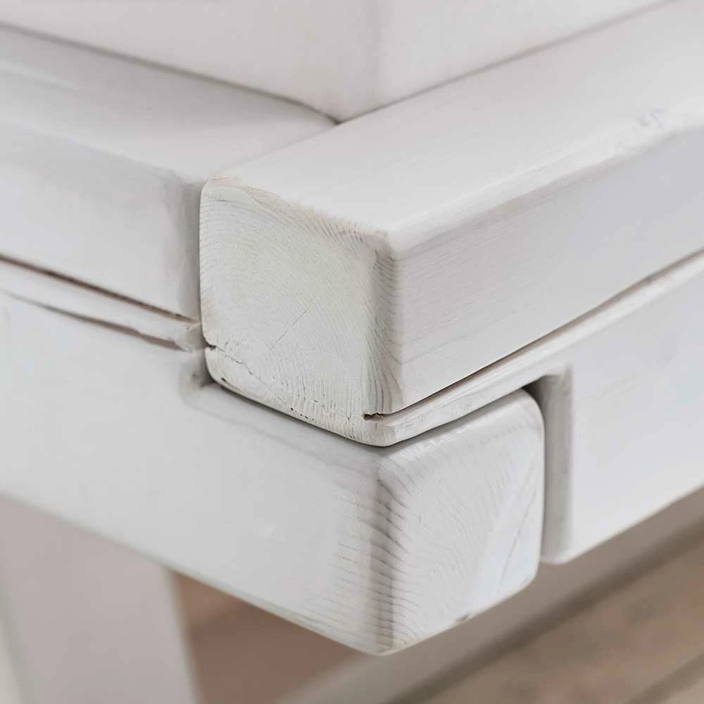 Weiß Lasiertes Balkenbett Aus Fichte - Starfish - Image 4