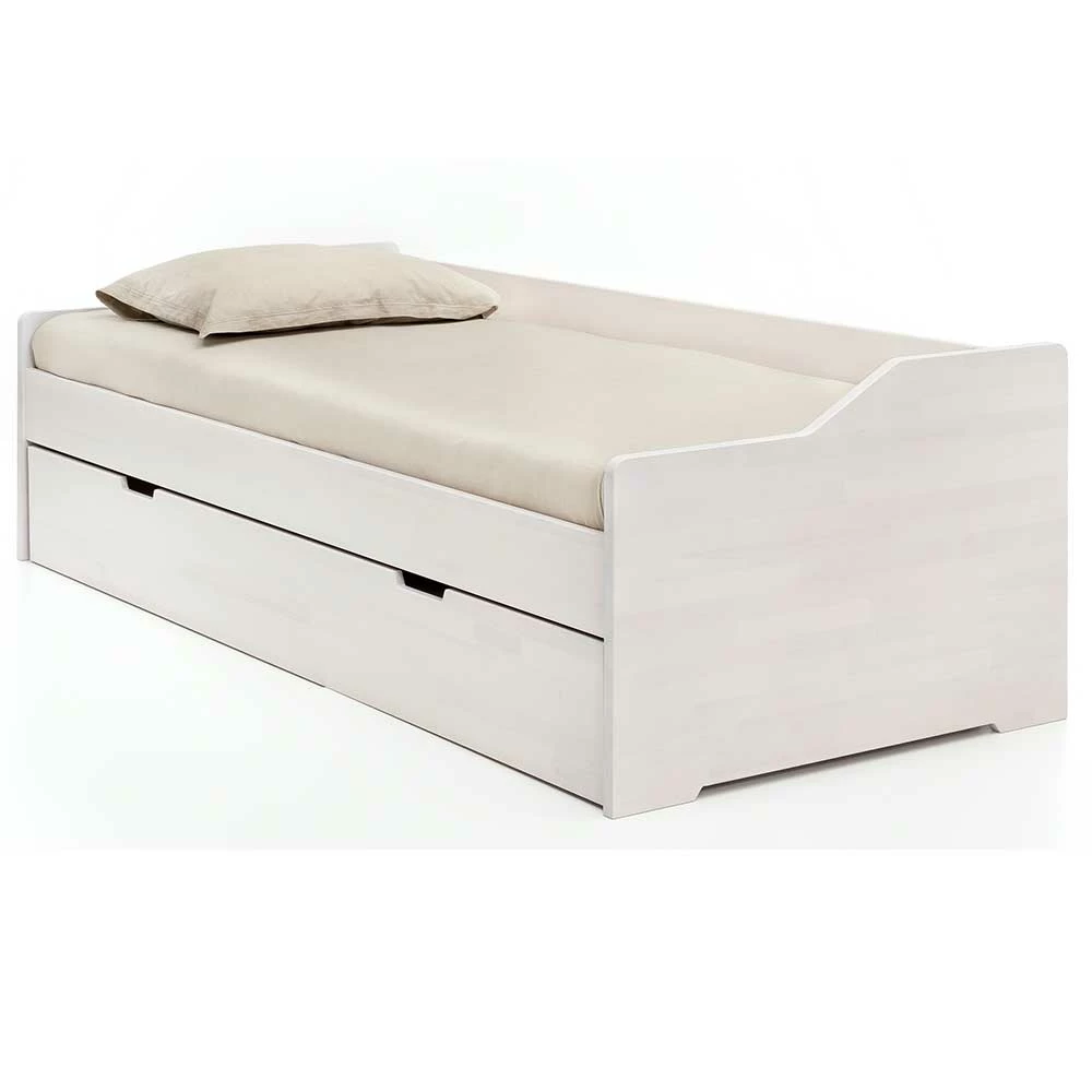 Weißes Ausziehbett Aus Kernbuche Sylvester In 90x200 Cm - Image 2