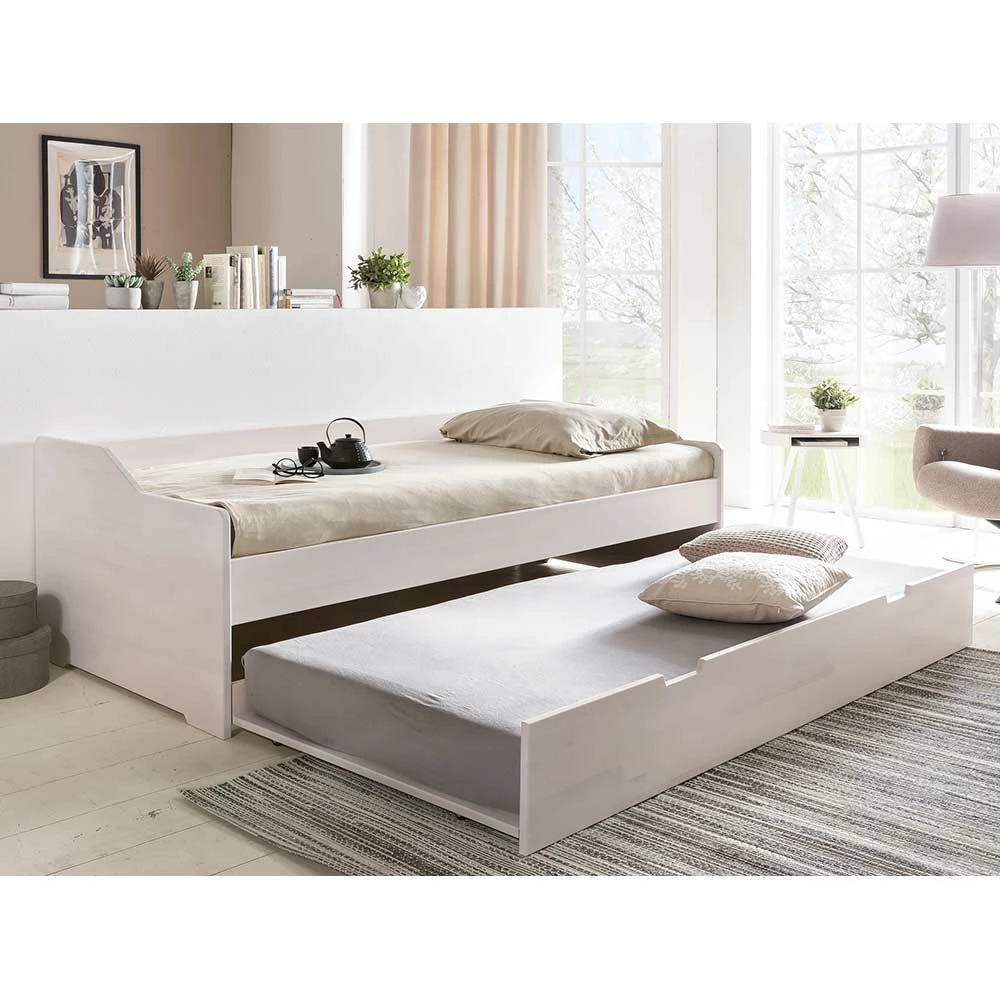 Weißes Ausziehbett Aus Kernbuche Sylvester In 90x200 Cm - Image 4