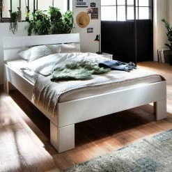 Weißes Bettgestell Aus Fichte Massivholz - Snoudy 4 Weißes Bettgestell Aus Fichte Massivholz - Snoudy -Massivholzbetten Shop weisses bettgestell aus fichte massivholz optional mit bettkasten snoudy 04