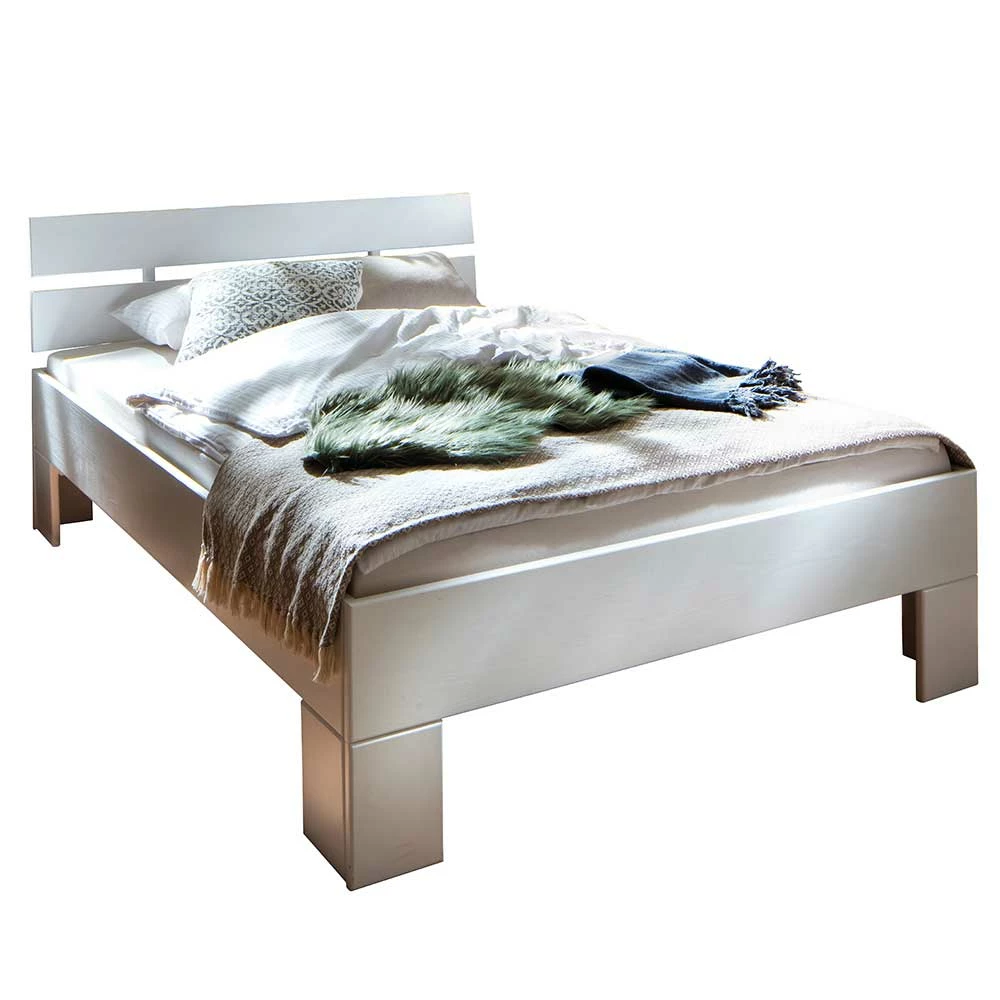 Weißes Bettgestell aus Fichte Massivholz - Snoudy Weißes Bettgestell Aus Fichte Massivholz - Snoudy -Massivholzbetten Shop weisses bettgestell aus fichte massivholz optional mit bettkasten snoudy f