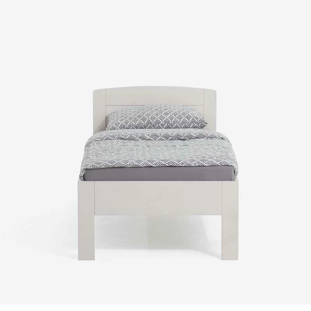 Weißes Buchenbett Varhida mit Kopfteil Weißes Buchenbett Varhida Mit Kopfteil -Massivholzbetten Shop weisses buchenbett kopfteil als einzelbett mit komforthoehe varhida 02