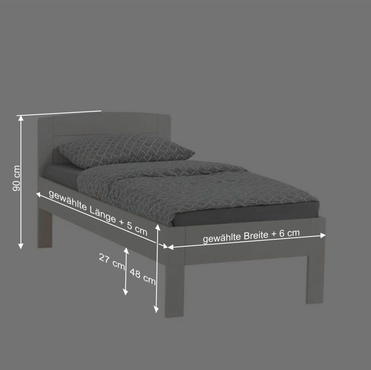 Weißes Buchenbett Varhida mit Kopfteil Weißes Buchenbett Varhida Mit Kopfteil -Massivholzbetten Shop weisses buchenbett kopfteil als einzelbett mit komforthoehe varhida be