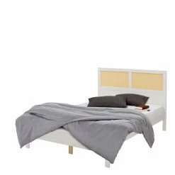 Weißes Designbett Mit Wiener Geflecht - Matthias 2 Weißes Designbett Mit Wiener Geflecht - Matthias -Massivholzbetten Shop weisses designbett mit wiener geflecht aus rattan natur matthias 02