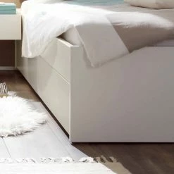 Weißes Einzelbett Haniata Aus Buche Massivholz -Massivholzbetten Shop weisses einzelbett aus buche massivholz mit zwei bettschubladen haniata 03