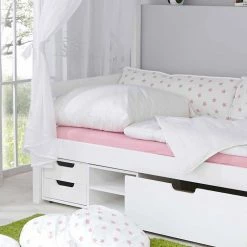 Weißes Himmelbett Sash Aus Kiefer Massivholz 2 Weißes Himmelbett Sash Aus Kiefer Massivholz -Massivholzbetten Shop weisses himmelbett aus kiefer massivholz und rosa sternen sash 03