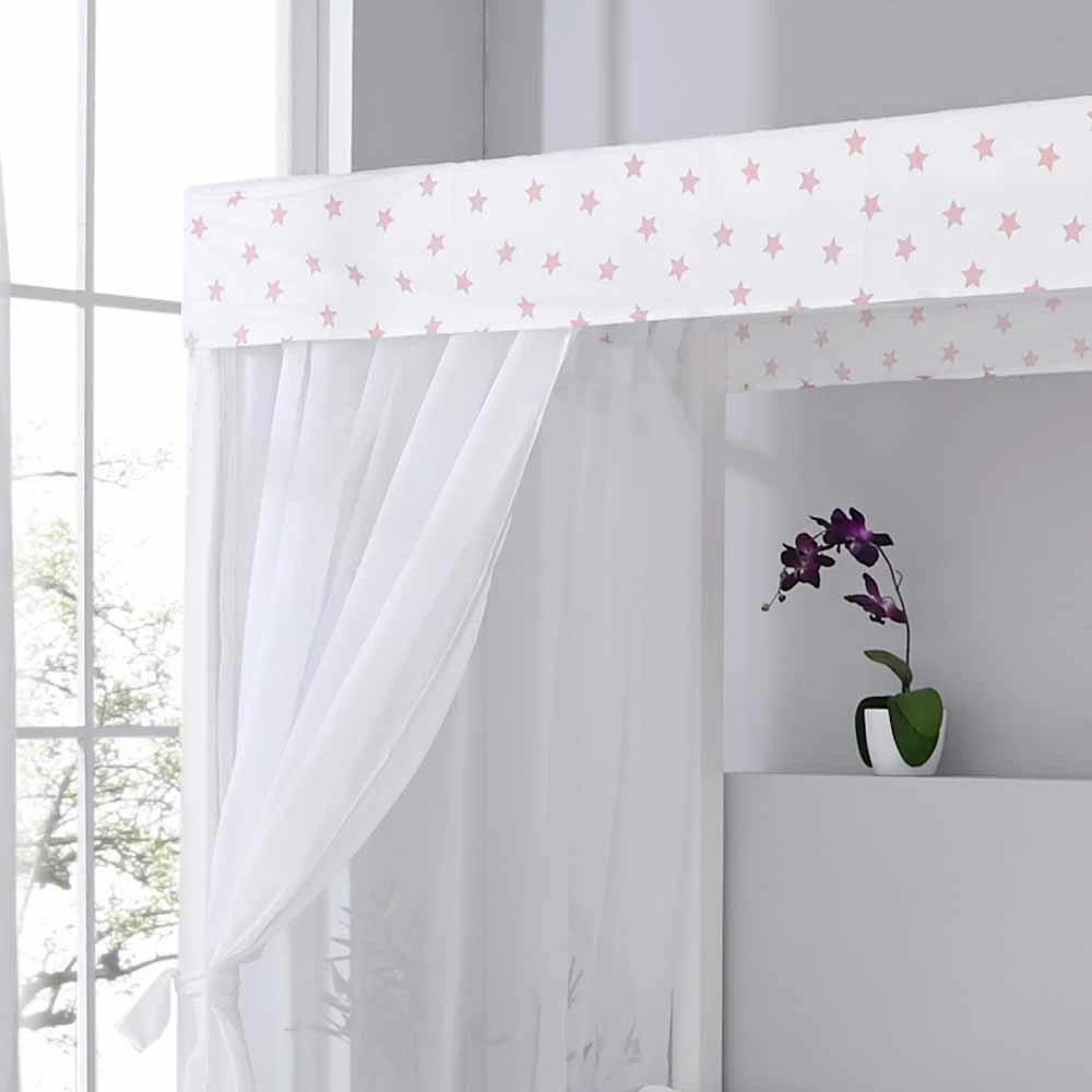 Weißes Himmelbett Sash aus Kiefer Massivholz Weißes Himmelbett Sash Aus Kiefer Massivholz -Massivholzbetten Shop weisses himmelbett aus kiefer massivholz und rosa sternen sash 05