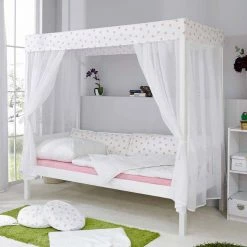 Weißes Himmelbett Sash Aus Kiefer Massivholz 5 Weißes Himmelbett Sash Aus Kiefer Massivholz -Massivholzbetten Shop weisses himmelbett aus kiefer massivholz und rosa sternen sash 06