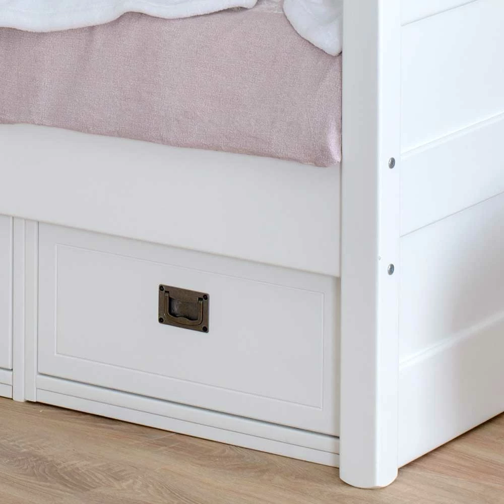 Weißes Kojenbett 90x200 mit 3 Schubladen - Eicando Weißes Kojenbett 90x200 Mit 3 Schubladen - Eicando -Massivholzbetten Shop weisses kojenbett 90x200 mit 3 schubladen in modernem design eicando 03