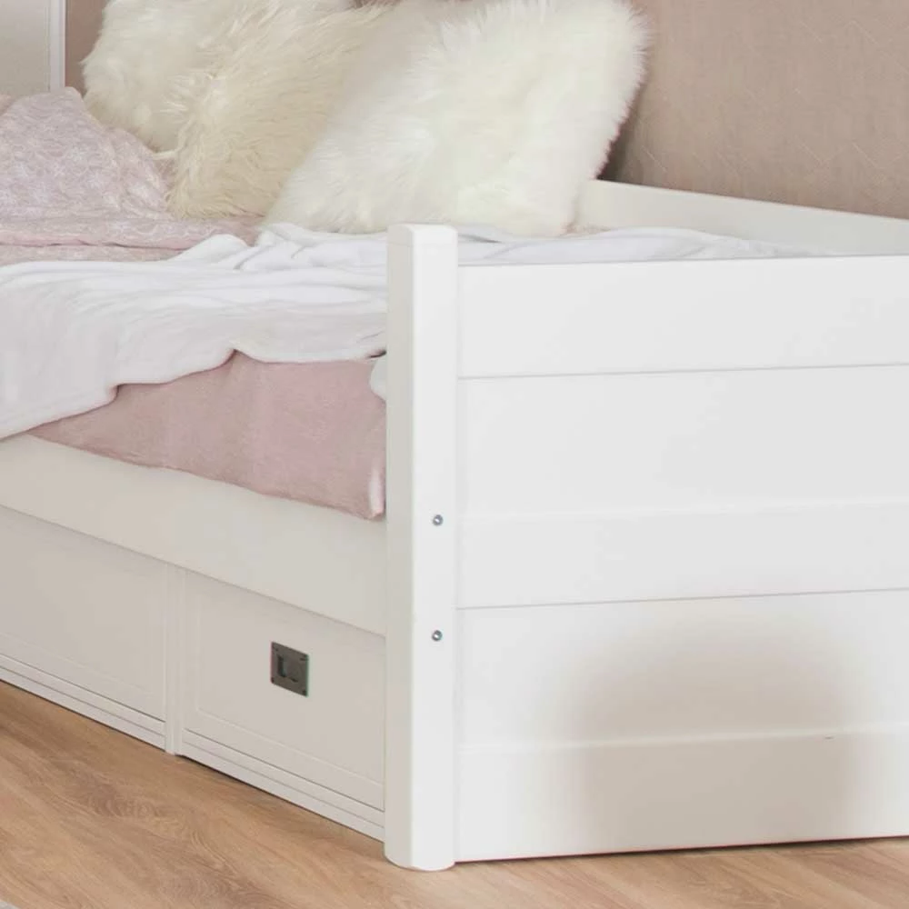 Weißes Kojenbett 90x200 mit 3 Schubladen - Eicando Weißes Kojenbett 90x200 Mit 3 Schubladen - Eicando -Massivholzbetten Shop weisses kojenbett 90x200 mit 3 schubladen in modernem design eicando 04