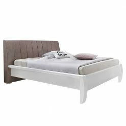 Weißes Komfortbett Aus Pinie Teilmassiv Medias Mit Polsterkopfteil Braun