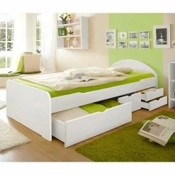 Weißes Komfortbett Mit Stauraum - Filomena 2 Weißes Komfortbett Mit Stauraum - Filomena -Massivholzbetten Shop weisses komfortbett mit stauraum aus massivholz 90x200 100x200 filomena 02