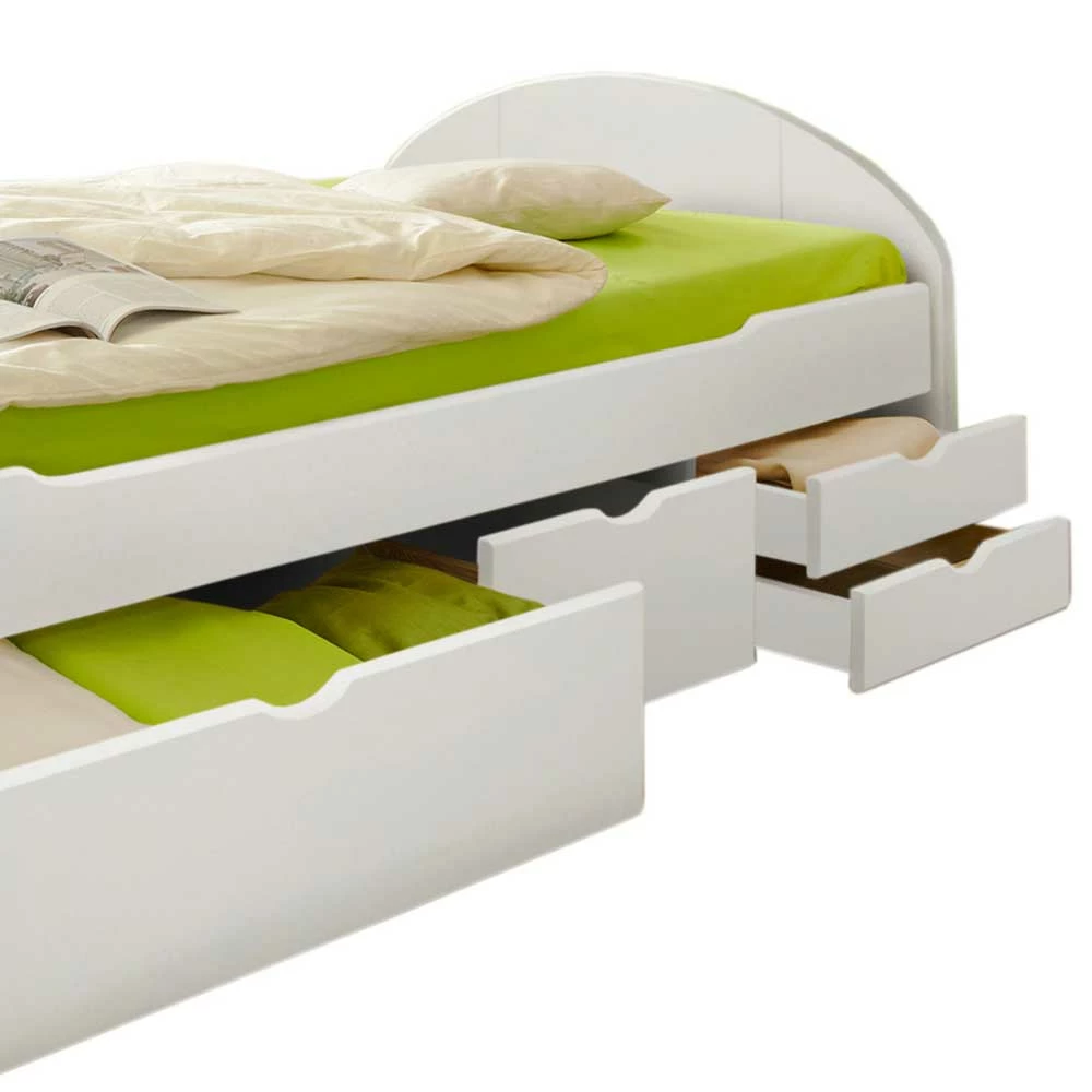 Weißes Komfortbett mit Stauraum - Filomena Weißes Komfortbett Mit Stauraum - Filomena -Massivholzbetten Shop weisses komfortbett mit stauraum aus massivholz 90x200 100x200 filomena 05
