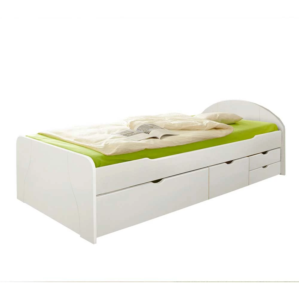 Weißes Komfortbett mit Stauraum - Filomena Weißes Komfortbett Mit Stauraum - Filomena -Massivholzbetten Shop weisses komfortbett mit stauraum aus massivholz 90x200 100x200 filomena f