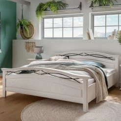 Weißes Landhausbett Modern - Beato -Massivholzbetten Shop weisses landhausbett modern auch mit nachtkommoden beato 02