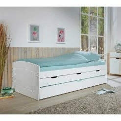 Weißes Schubkastenbett Mit Ausziehbett - Becrux 3 Weißes Schubkastenbett Mit Ausziehbett - Becrux -Massivholzbetten Shop weisses schubkastenbett mit ausziehbett aus kiefer massivholz mdf becrux 03