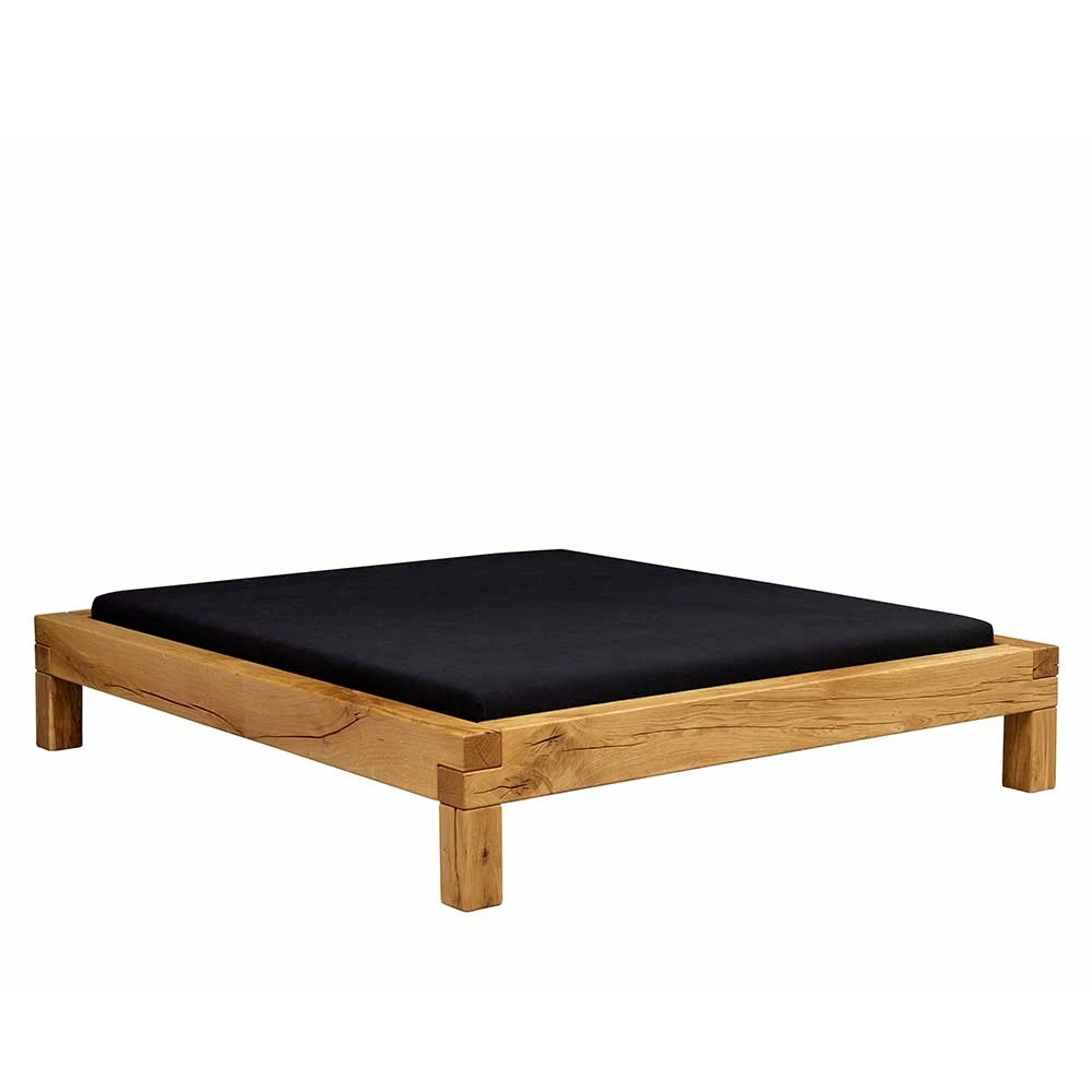 Wildeiche Balken Bett ohne Kopfteil - Alvios Wildeiche Balken Bett Ohne Kopfteil - Alvios -Massivholzbetten Shop wildeiche balken bett ohne kopfteil in 140x200 bis 200x200 cm alvios f