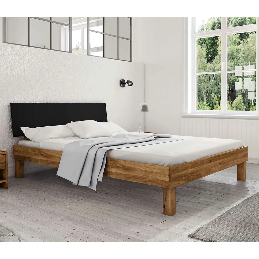 Wildeiche Bett mit 190cm Länge - Olbysca Wildeiche Bett Mit 190cm Länge - Olbysca -Massivholzbetten Shop wildeiche bett mit 190cm laenge in vier breiten mdf kopfteil schwarz olbysca 01