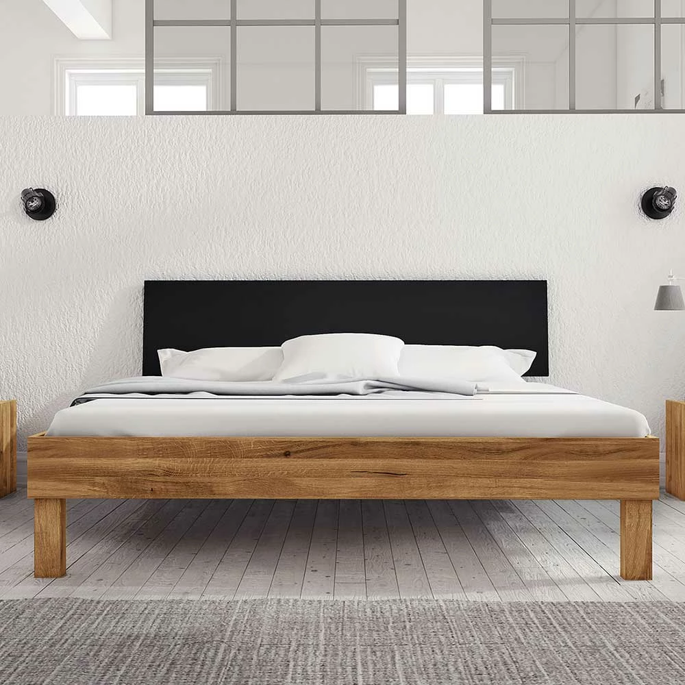 Wildeiche Bett mit 190cm Länge - Olbysca Wildeiche Bett Mit 190cm Länge - Olbysca -Massivholzbetten Shop wildeiche bett mit 190cm laenge in vier breiten mdf kopfteil schwarz olbysca 02