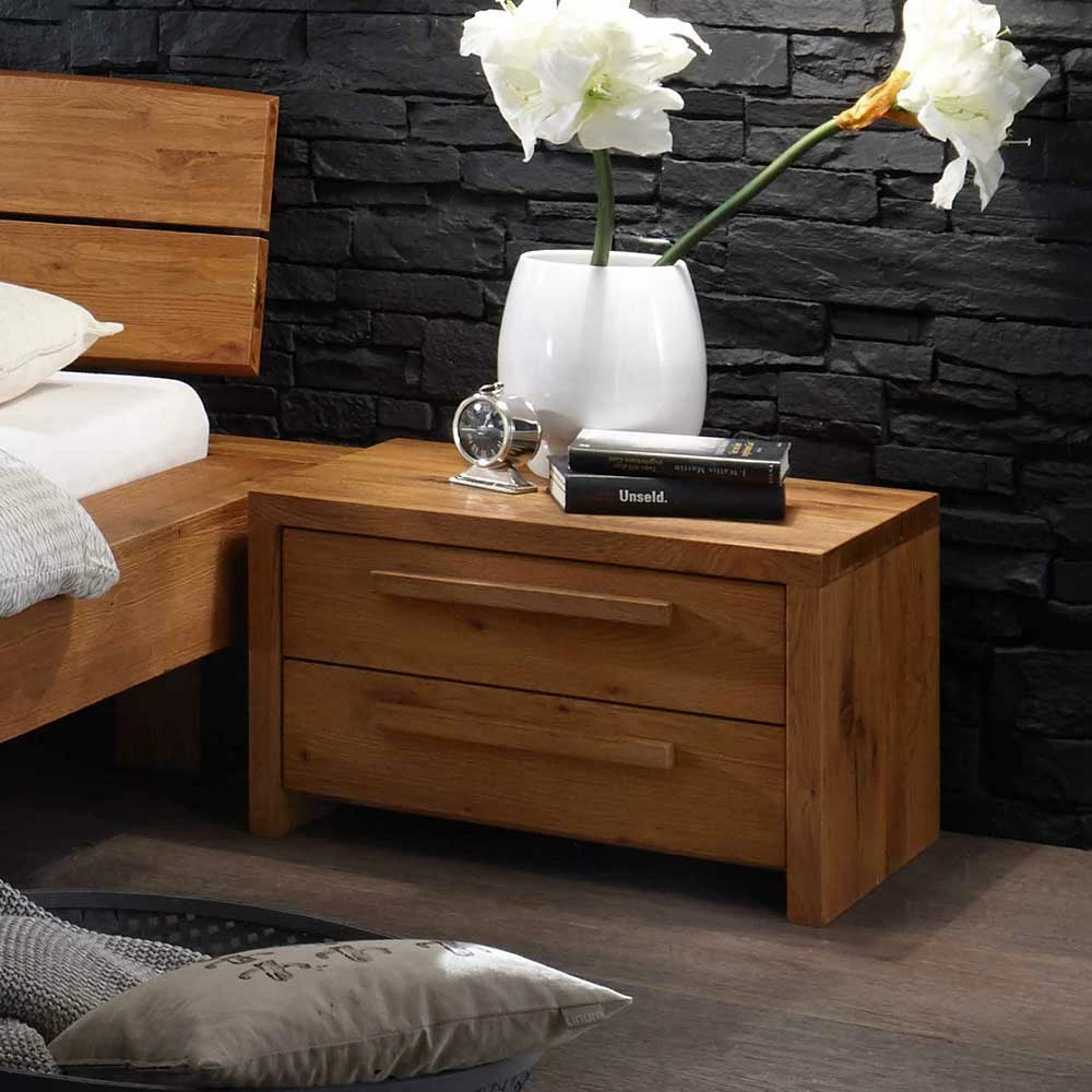 Wildeiche Bett & Nachtkommoden - Bouquet (dreiteilig) - Image 4