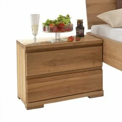 Wildeiche Bett & Nachttisch Paar - Aivan (dreiteilig) -Massivholzbetten Shop wildeiche bett nachttisch paar inklusive kopfteil kissen aivan 04