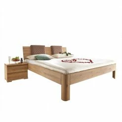 Wildeiche Bett & Nachttisch Paar - Aivan (dreiteilig)