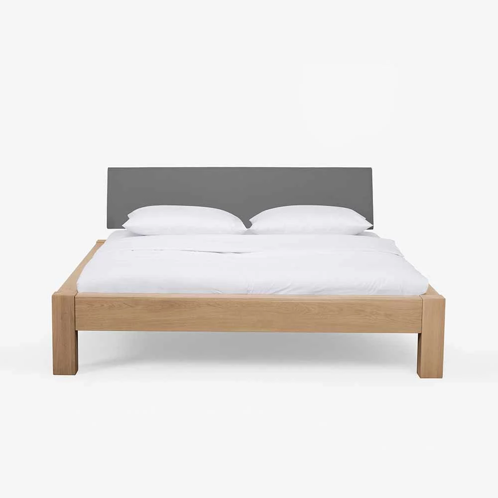 Wildeiche Bett Elemts Mit Polster-Kopfteil Grau - Image 4