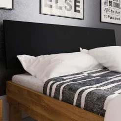 Wildeiche Bettgestell In 220cm Mit Kopfteil Schwarz - Olbysca -Massivholzbetten Shop wildeiche bettgestell in 220cm mit kopfteil schwarz aus mdf olbysca 04