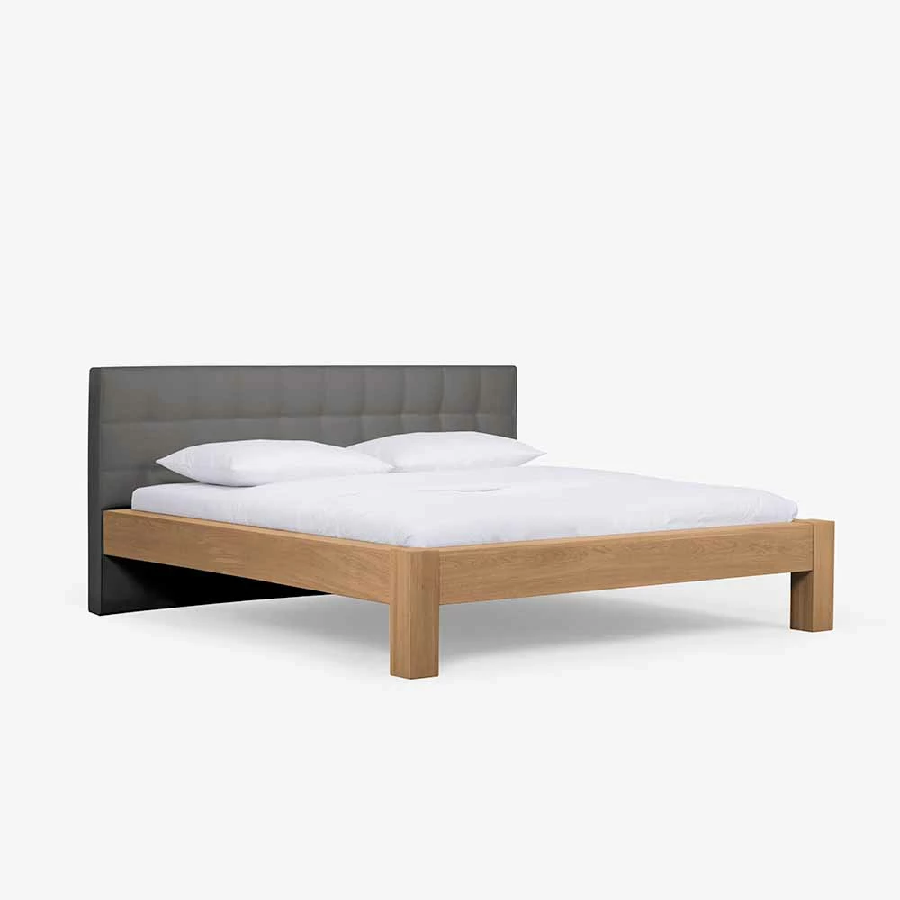 Wildeiche Doppelbett Revisiona Mit Kopfteil Grau Gepolstert 3 Wildeiche Doppelbett Revisiona Mit Kopfteil Grau Gepolstert - Image 3