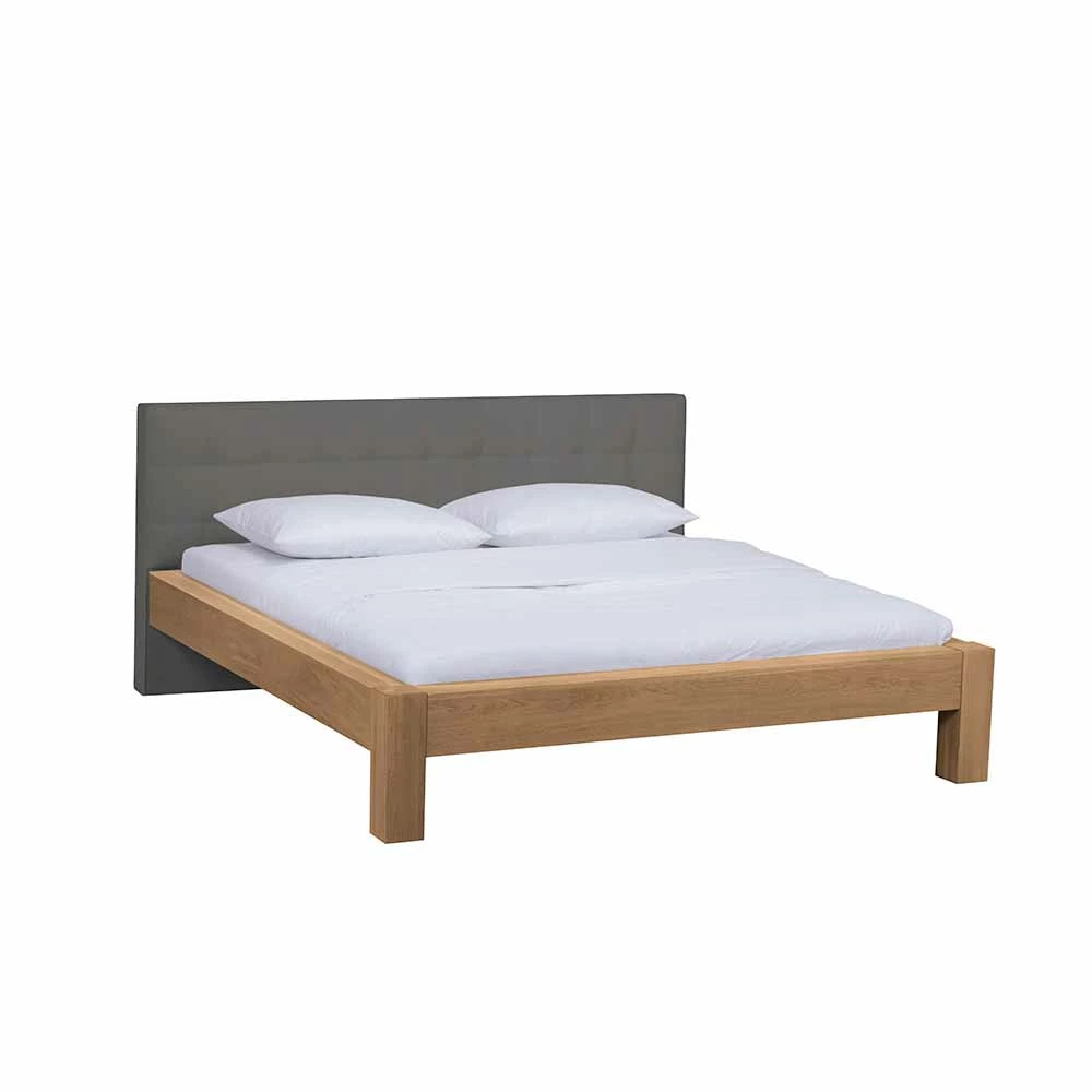 Wildeiche Doppelbett Revisiona Mit Kopfteil Grau Gepolstert 1 Wildeiche Doppelbett Revisiona Mit Kopfteil Grau Gepolstert